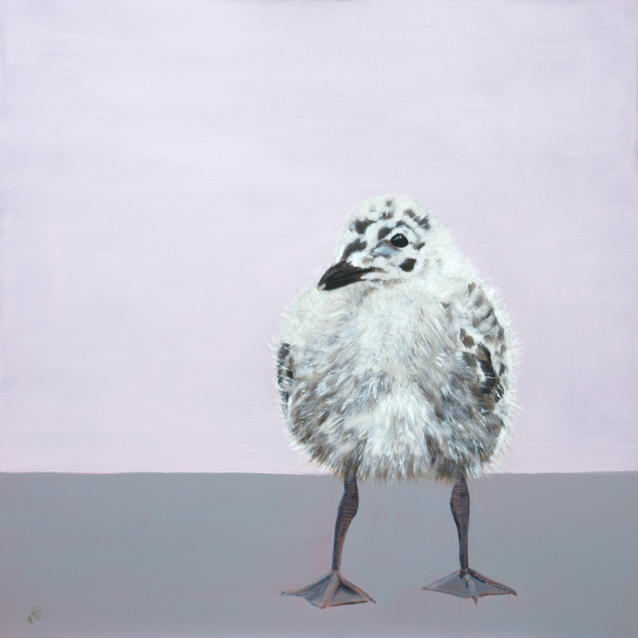 Painting of a seagull chick named Pearl