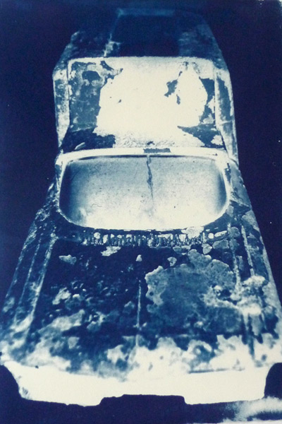 Cyanotype of an old corgi car 486 Kennel Club Chevrolet