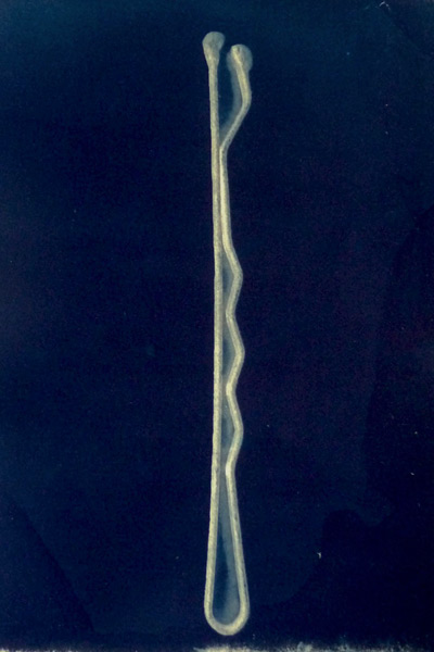 cyanotype of a kirby hair grip