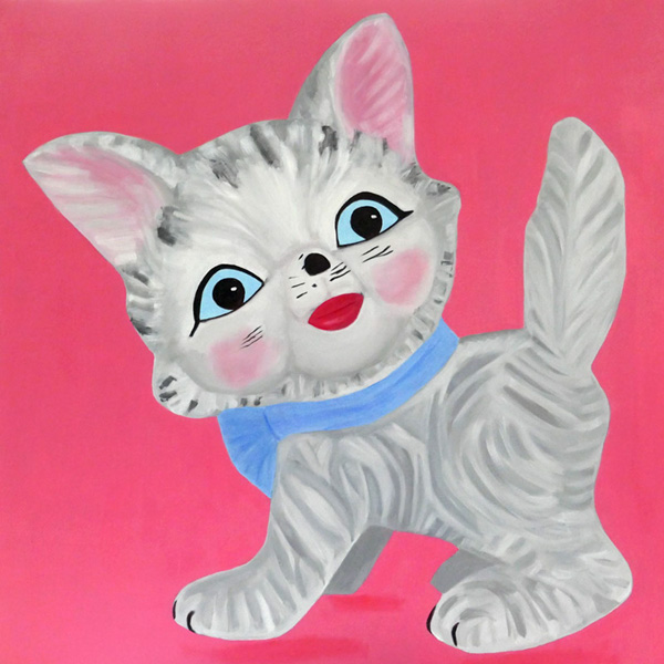 Painting of a happy cat