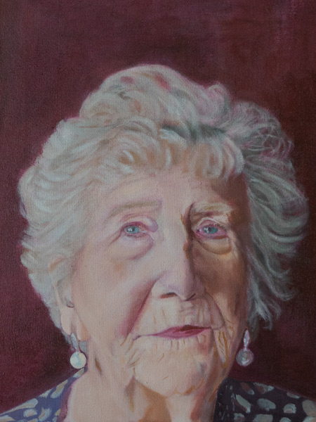 portrait of Betty with her pearl earrings
