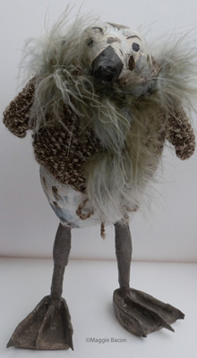 Eddie a paper mache figure of a baby seagull
